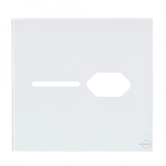 Placa p/ 1 Interruptor + Tomada 4x4 - Novara Glass Branco